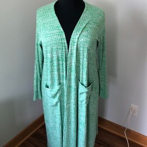 LuLaRoe green print Sarah cardigan XL